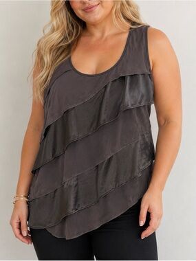 Target Brown Layered Ruffle Tank Top